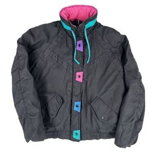 Vintage 80's Men's Colorblock Coat Black Size L